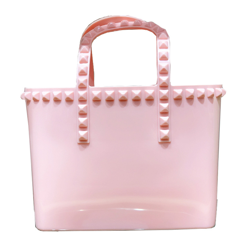 New riveted jelly bags, handbags, bucket bags, shopping bags, large-capacity pvc women's bags from Europe and America in 2025 Item Picture