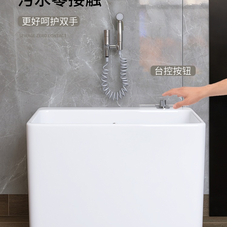 Balcony mop sink, ceramic mop sink, floor basin, large bathroom sink, floor-standing small household mop sink details Picture
