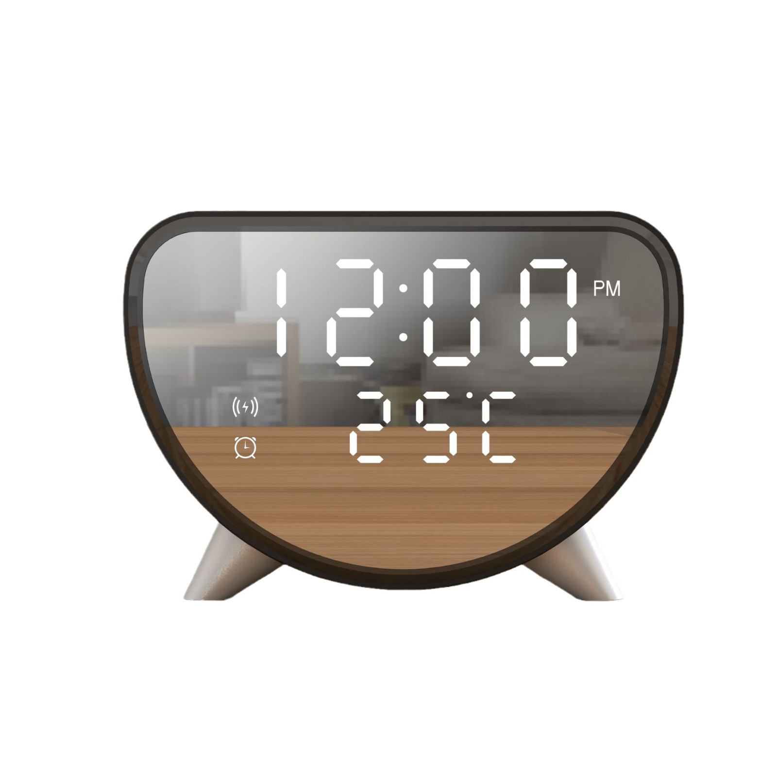 Cross-border three-in-one wireless charger, desktop clock, thermometer, 15W fast charging, suitable for wireless charging of iphones Item Picture