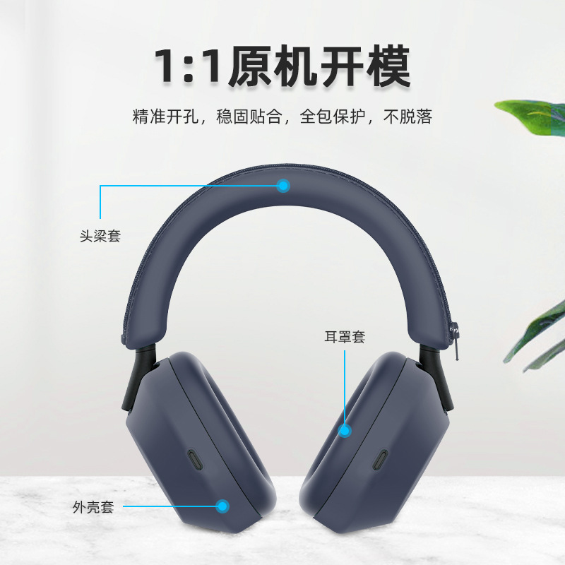 Suitable for Sony WH-1000XM6 earphone case, shell, headband, ear cap, silicone protective case details Picture