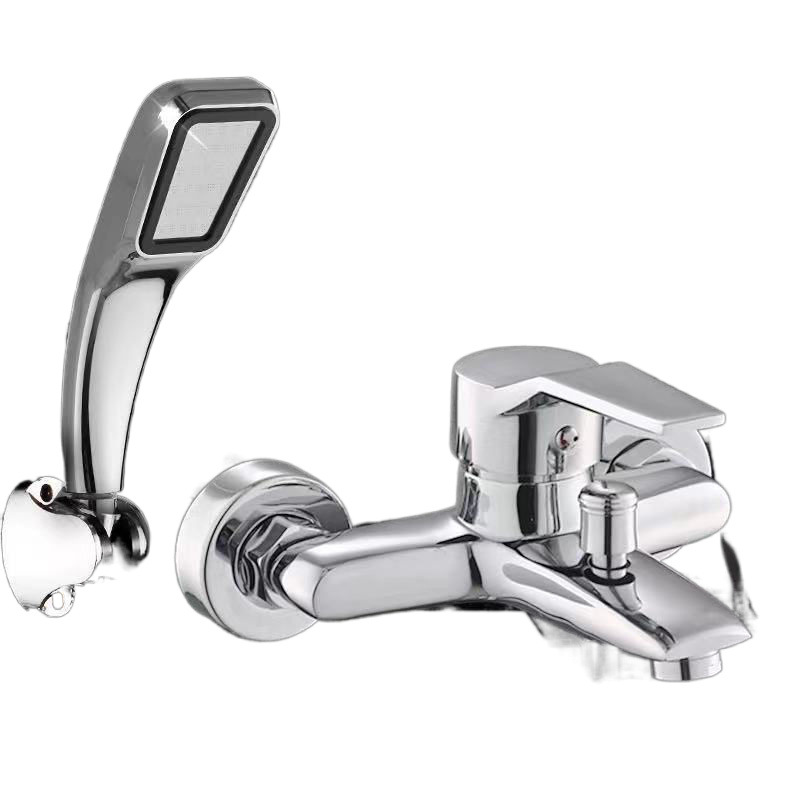All-copper shower three-in-one hot and cold water faucet, bathroom water heater, showerhead set, concealed mixing valve, shower head Item Picture