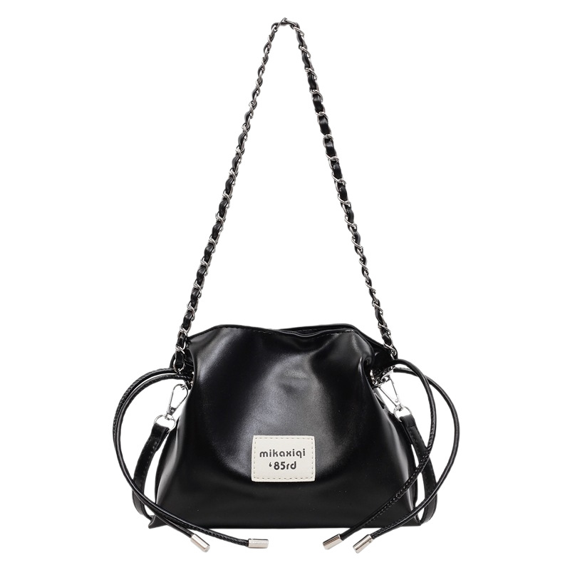 High-end and fashionable chain hand-held bucket bag for women 2025 new style, versatile for commuting and casual use, drawstring single-shoulder crossbody bag Item Picture