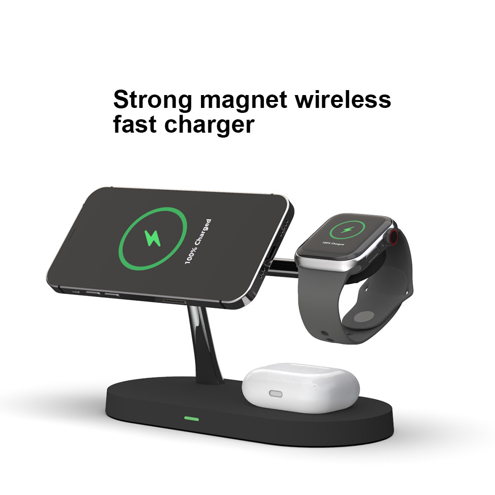 The new three-in-one magnetic wireless charger is suitable for 15W iPhone phone stand wireless charger Specification drawing