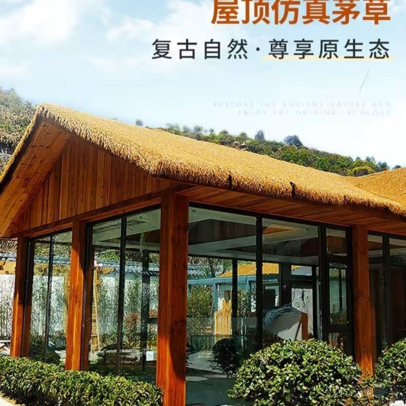 Wholesale of simulated thatched and rice pavilions, outdoor plastic decorative walls, homestay courtyards, false roofs, and insulated thatched roofs Item Picture