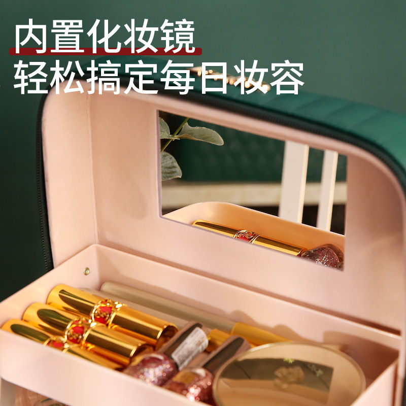 Wholesale of 2023 best-selling large-capacity cosmetic cases, portable suitcases, simple desktop organization, and multi-functional layer storage boxes details Picture