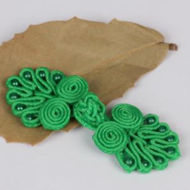 国潮 盘扣旗袍纽扣中式喜帖手工复古装饰绿色