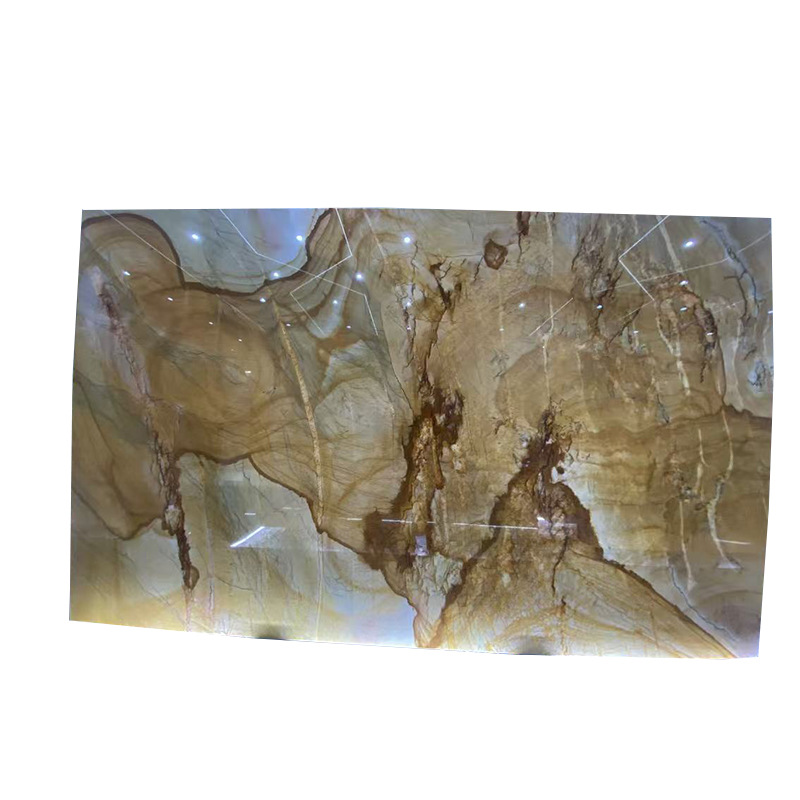 Brazilian luxury stone gold silk home decoration villa background decorative wall natural marble stone processing and customization Item Picture