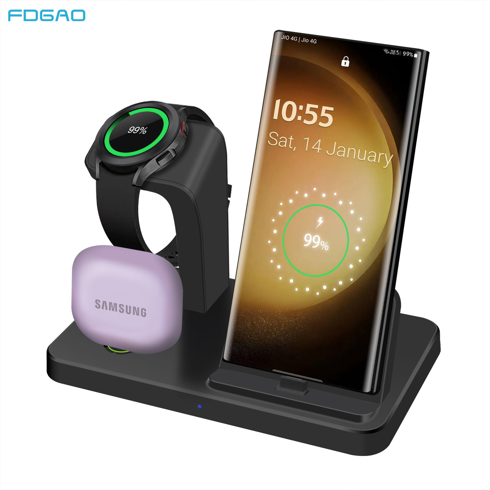 FDGAO/ The new vertical three-in-one charger for wireless direct charging of watches is suitable for Samsung s23ultra details Picture