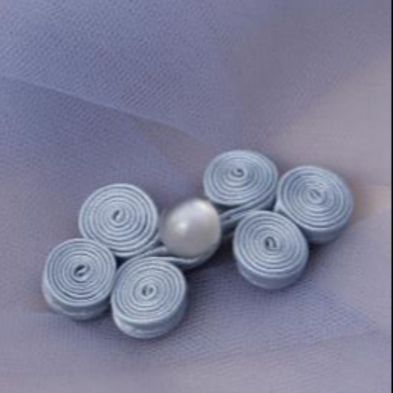 国潮 旗袍扣子中国风三轮玉珠唐装手工复古纽扣灰色