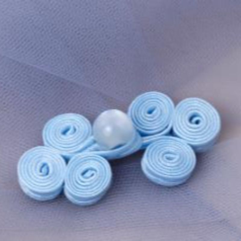 国潮 旗袍扣子中国风三轮玉珠唐装手工复古纽扣蓝色