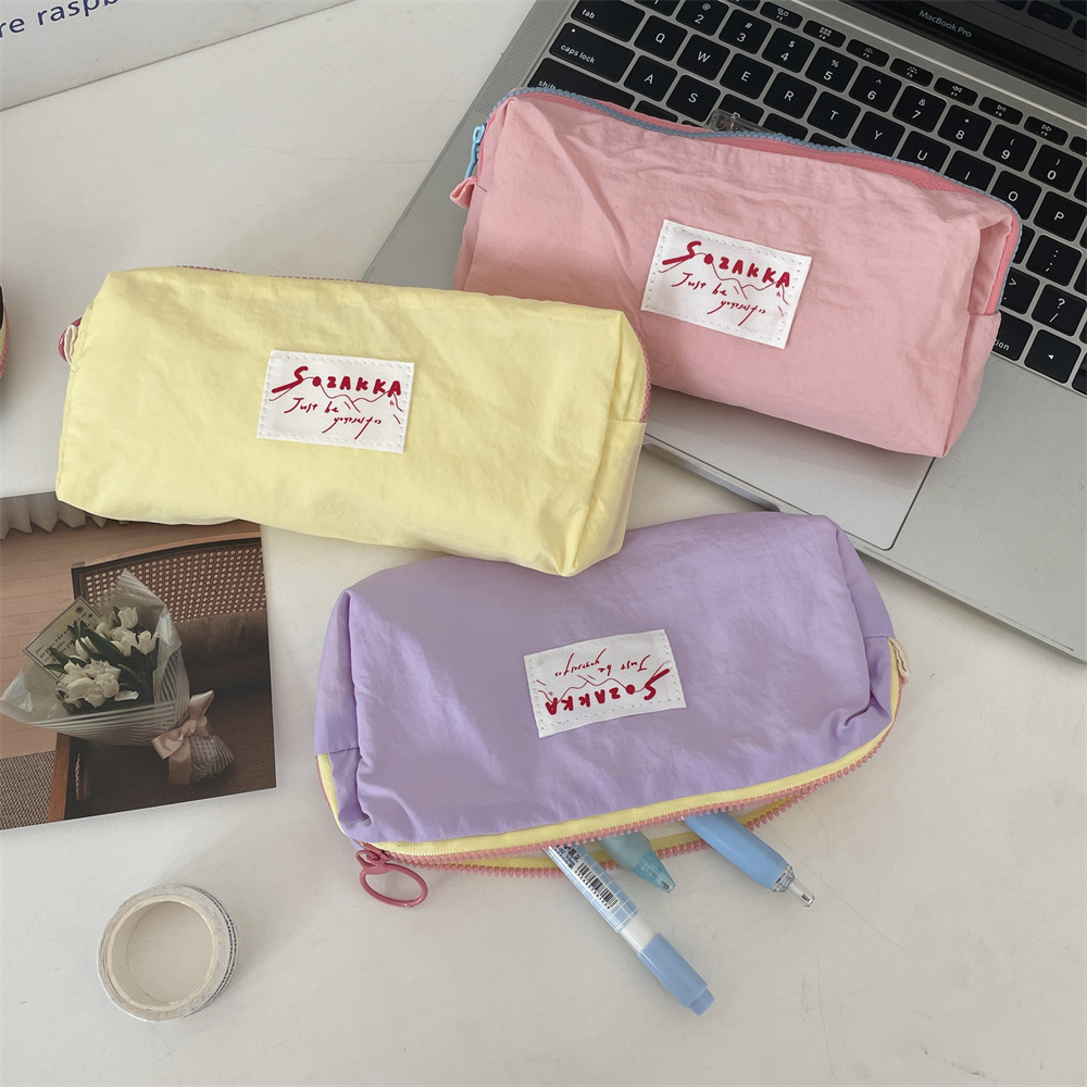 34223 High-end macaron pen case, new ins style portable large-capacity storage bag, simple stationery bag details Picture