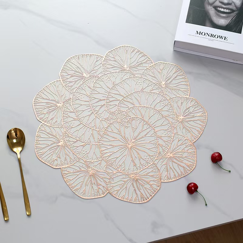 Nordic circular hollowed-out placemats, gold-embossed heat-insulating placemats, Western placemats, high-end decorative placemats, creative trays for home use