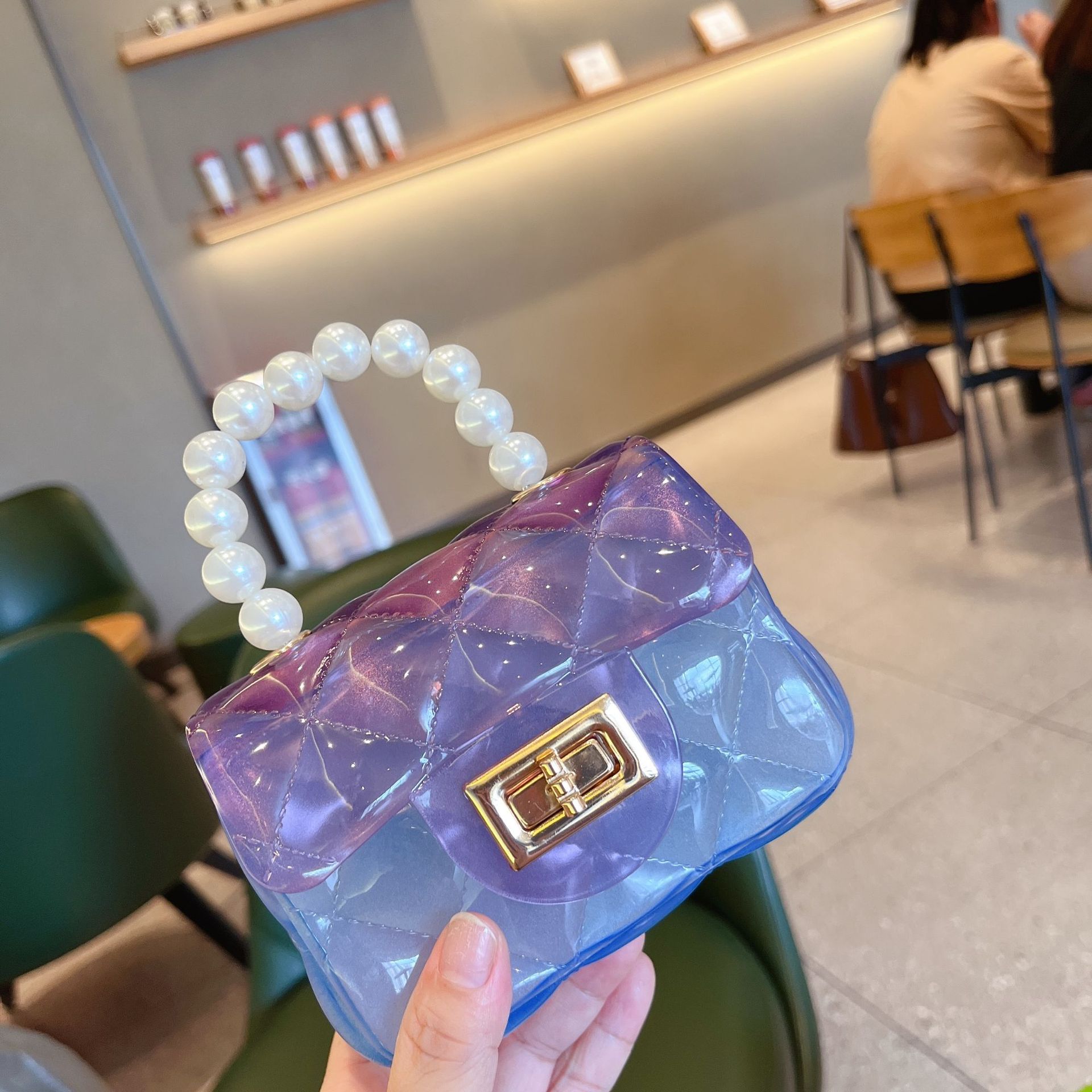 2025 Summer New transparent PVC jelly bag, mini pearl hand-held square bag, single-shoulder crossbody women's bags Application Scenario