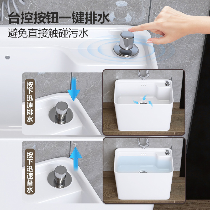 Balcony ceramic mop sink, bathroom floor basin, large mop sink, floor-standing household small mop sink basin Application Scenario