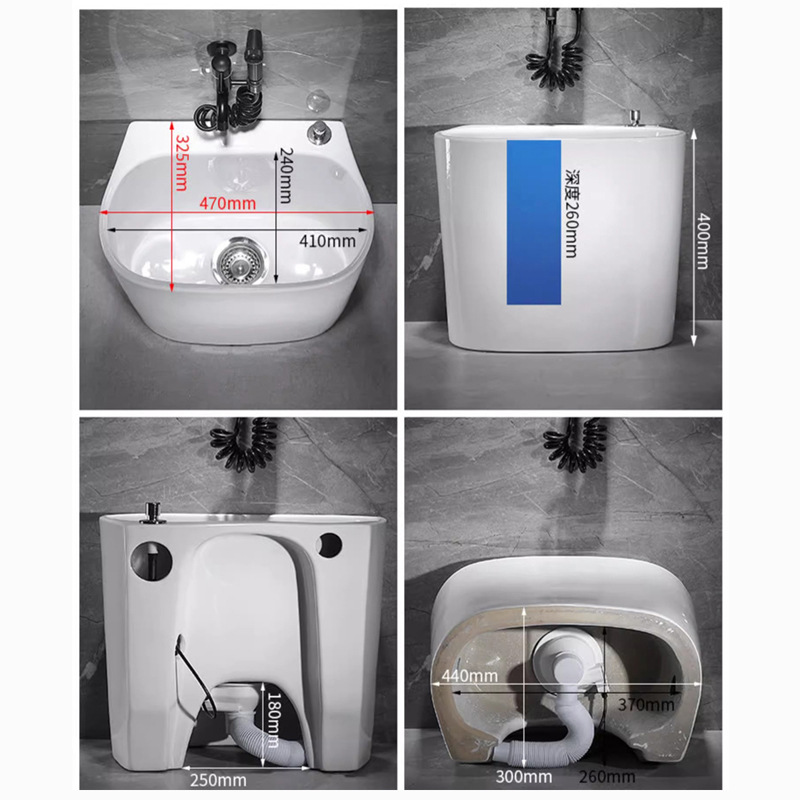 Ceramic mop basin, home decoration project, mop basin, countertop, drainage mop basin, balcony floor mop basin, Meijia bathroom 201 Specification drawing