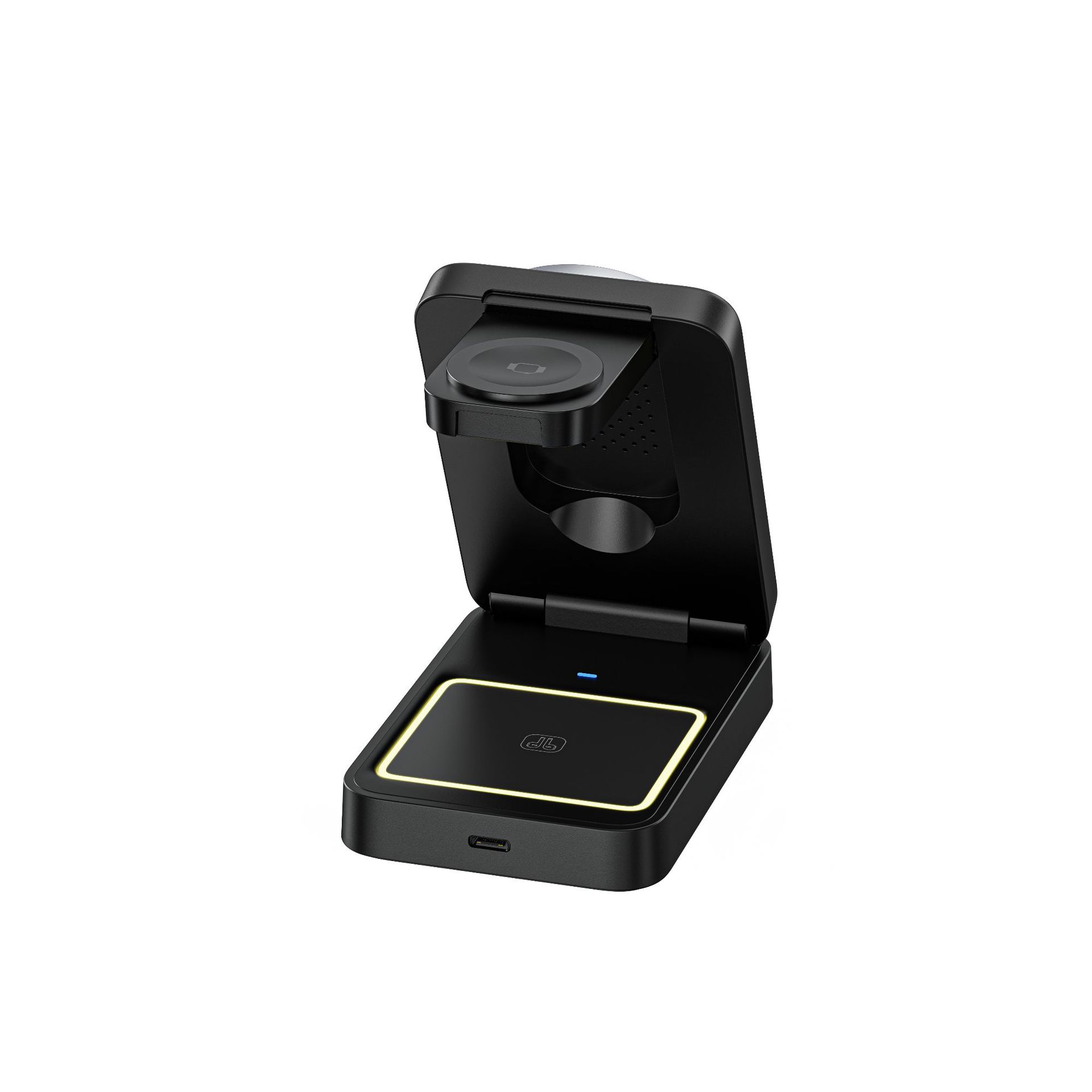 Cross-border new product: Folding magnetic three-in-one wireless charger, 15W fast charging, multi-functional phone stand wireless charging details Picture
