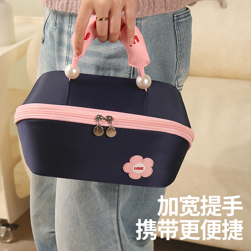 Runhui's new pearl pillow makeup bag, large-capacity hand-held makeup bag, high appearance level travel toiletries bag, portable Specification drawing