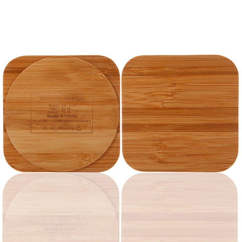 Bamboo and wood 15W, 10W, 5W circular, square, heart-shaped, polygonal mobile phone wireless fast charging can be customized with a LOGO Application Scenario