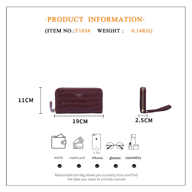 Women's wallet, a stylish PU leather long zipper phone case wallet with a high-end feel Application Scenario