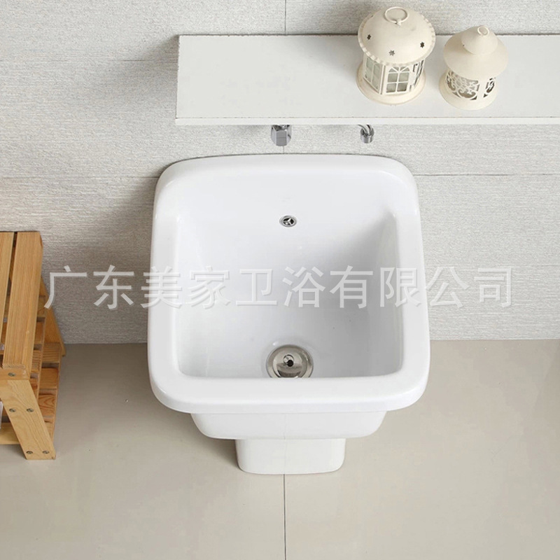 Ceramic mop basin, household engineering mop pool, large-capacity mop pool, balcony floor mop basin, Meijia Sanitary Ware 402 Specification drawing