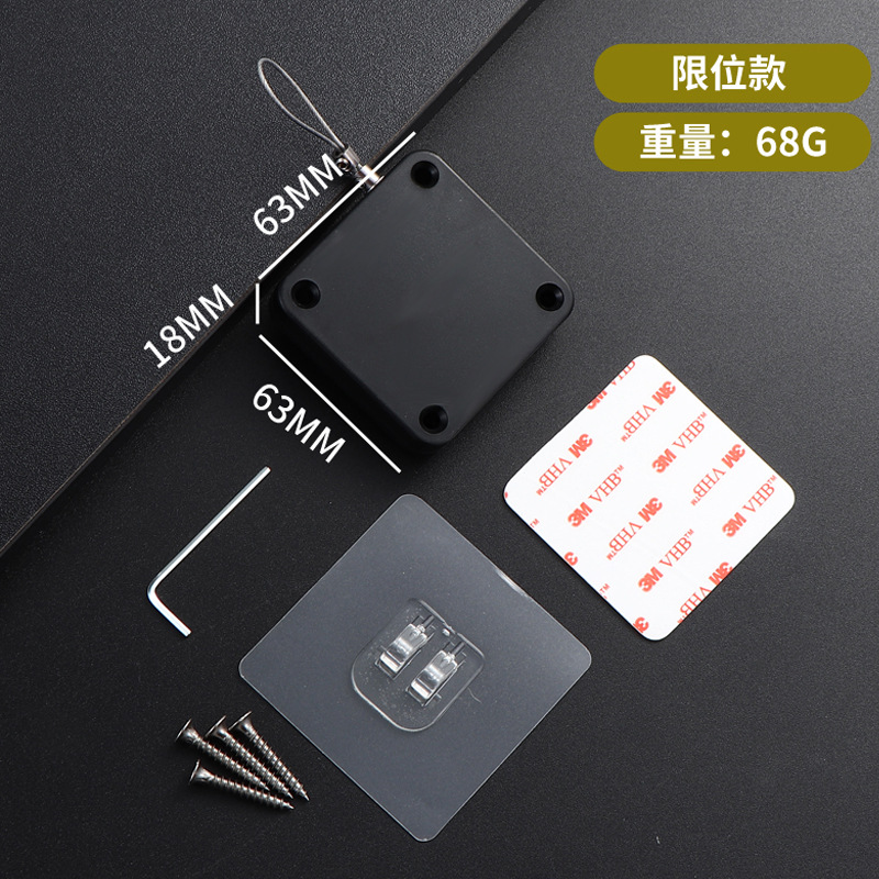 Commercial non-drilling door wire rope door closer, household door silent buffer sliding door closer details Picture