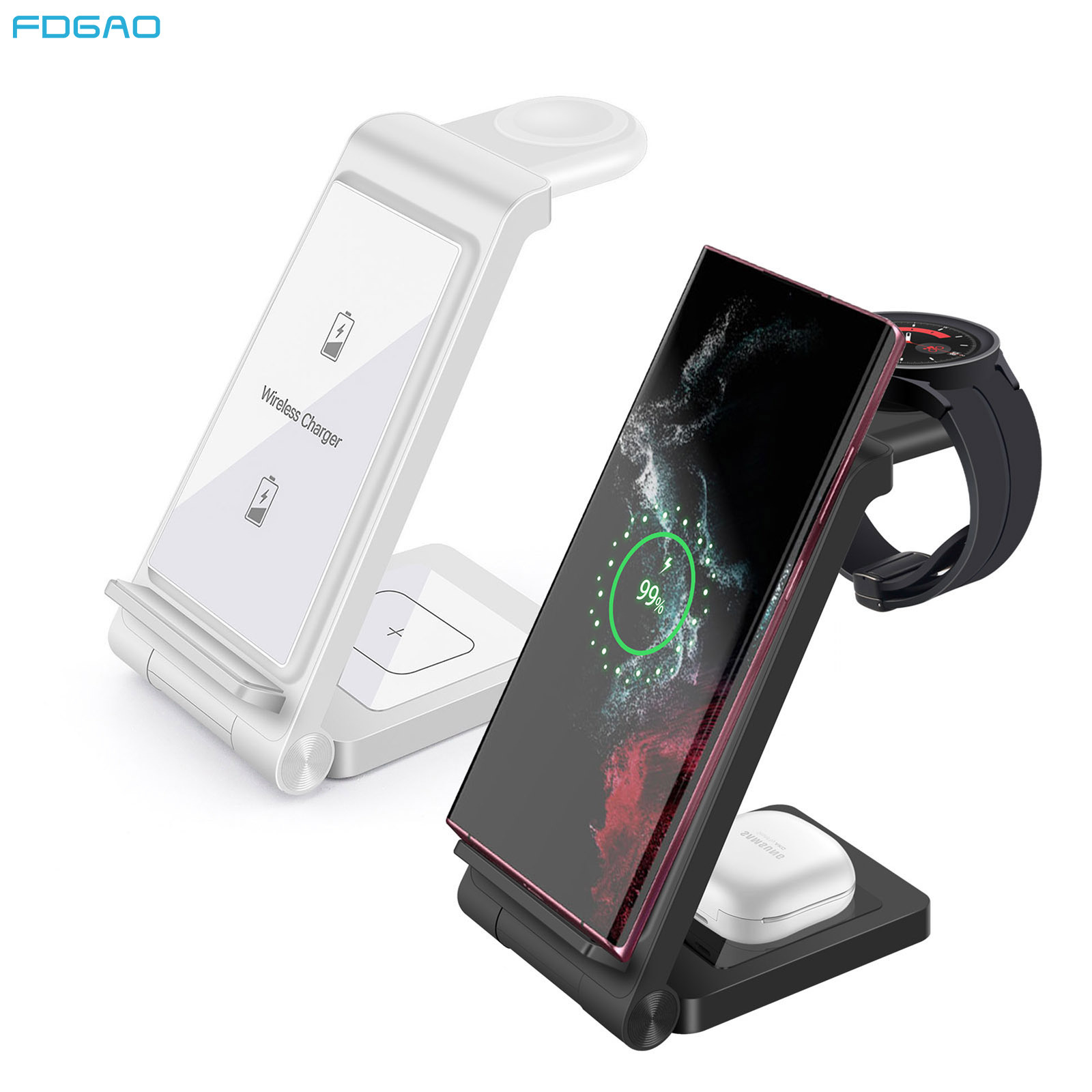 FDGAO/ Samsung Wireless Charger 3-in-1 fast charging 15W is suitable for charging Samsung mobile phones, watches and headphones full figure