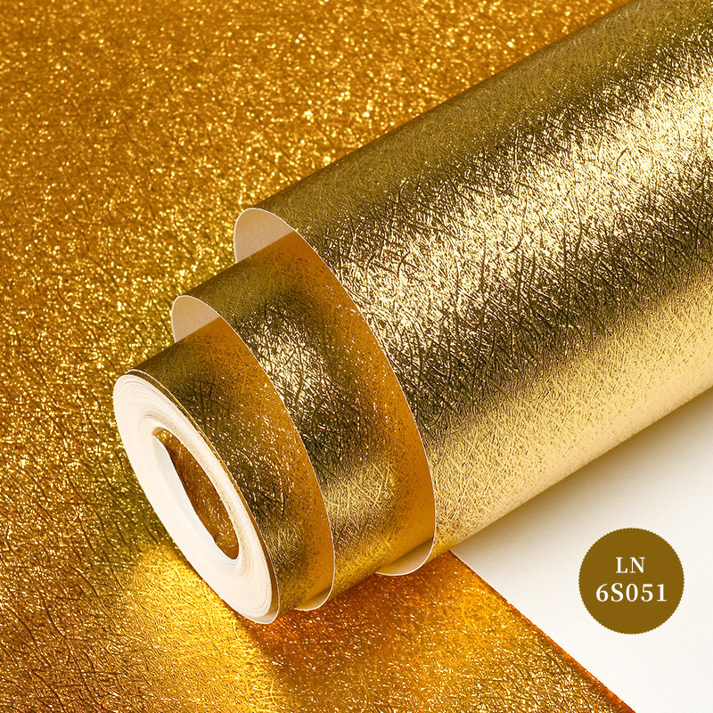 Modern and simple matte gold frosted wallpaper, gold foil ceiling, gold brushed European flower wallpaper, waterproof details Picture