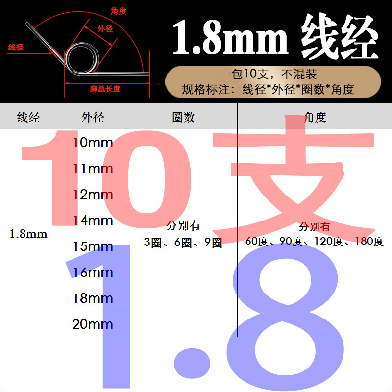 Type spring: 0.3-2.5 torque small torsion spring hairpin spring, 180/120/90/60 degree torque twist McThabo undefined