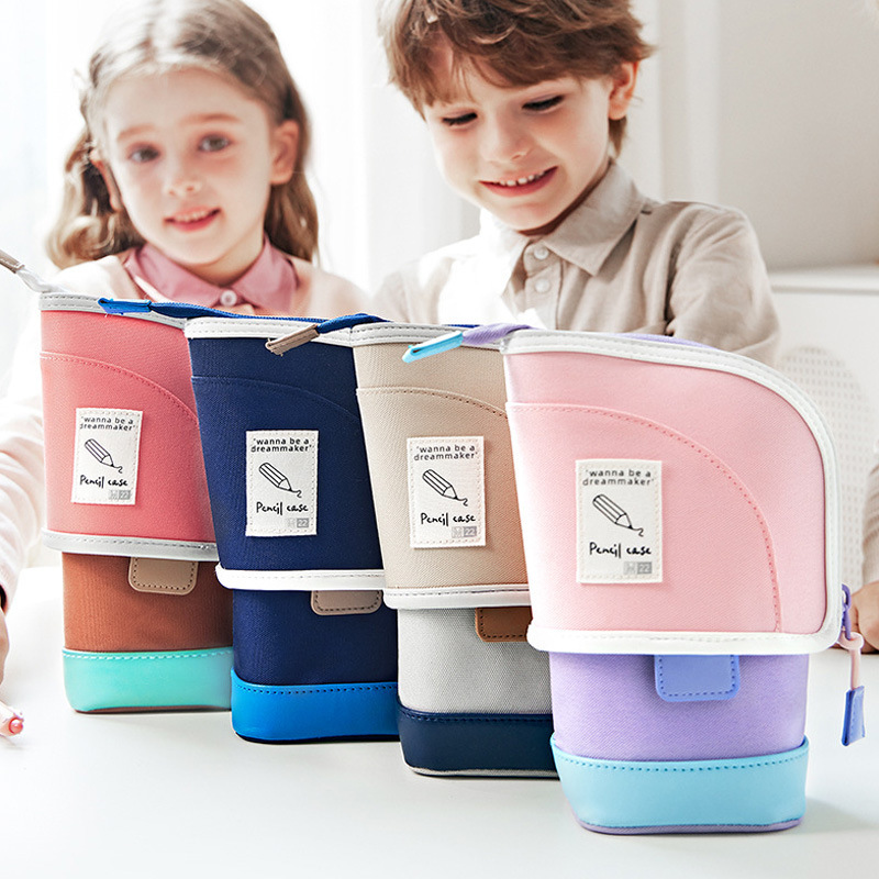 Vertical pen case for girls, primary school students, retractable, high appearance level, large capacity children's pencil and stationery box, boys' pen holder Specification drawing