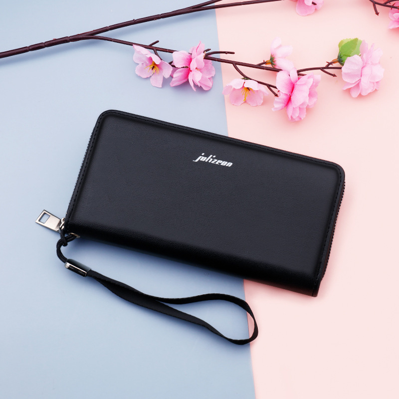 Men's clutch bag, trendy business zipper handbag, large capacity, casual, hands-free, hand-grabbed bag, summer mobile phone bag details Picture