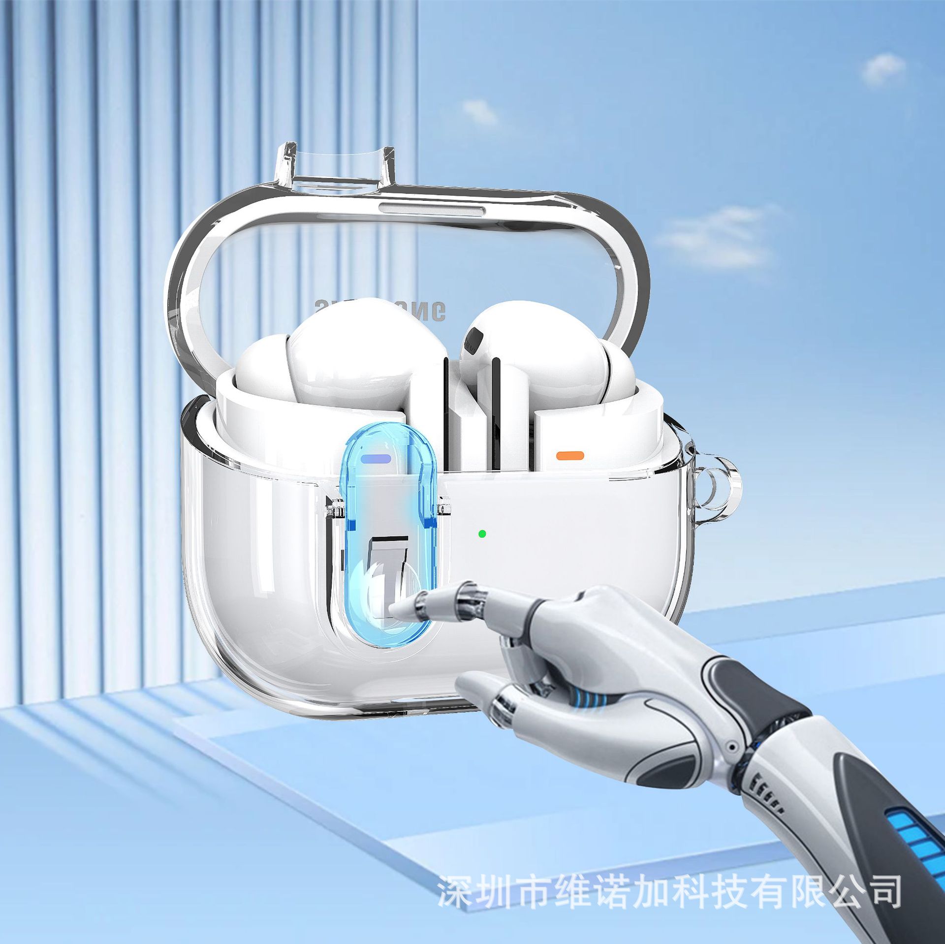 The transparent Galaxy Buds3 Pro earphone case is compatible with the Samsung earphone case soft lock Buds3 protection details Picture