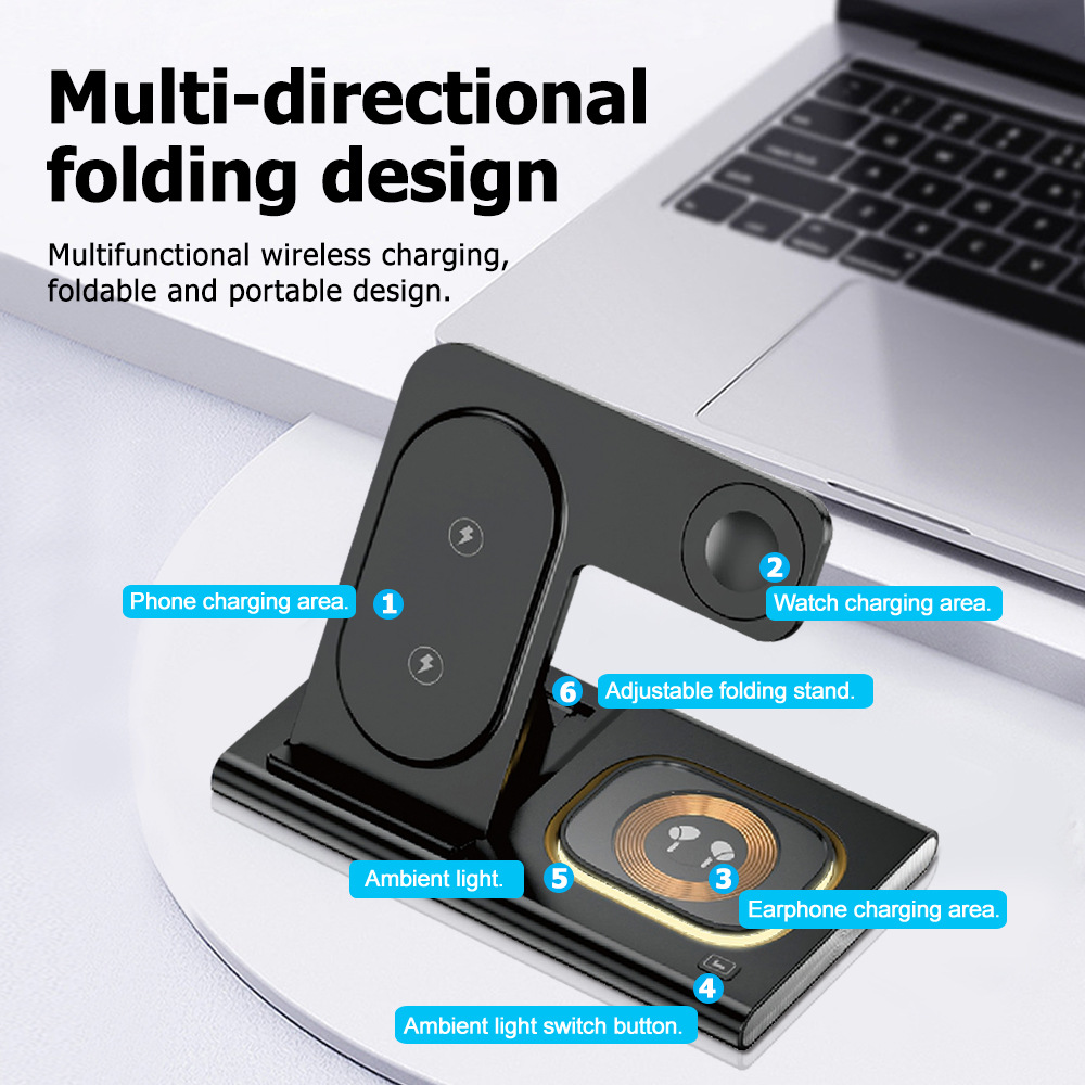 Amazon's best-selling three-in-one wireless charger supports fast charging and is a multi-functional wireless charging source factory Application Scenario