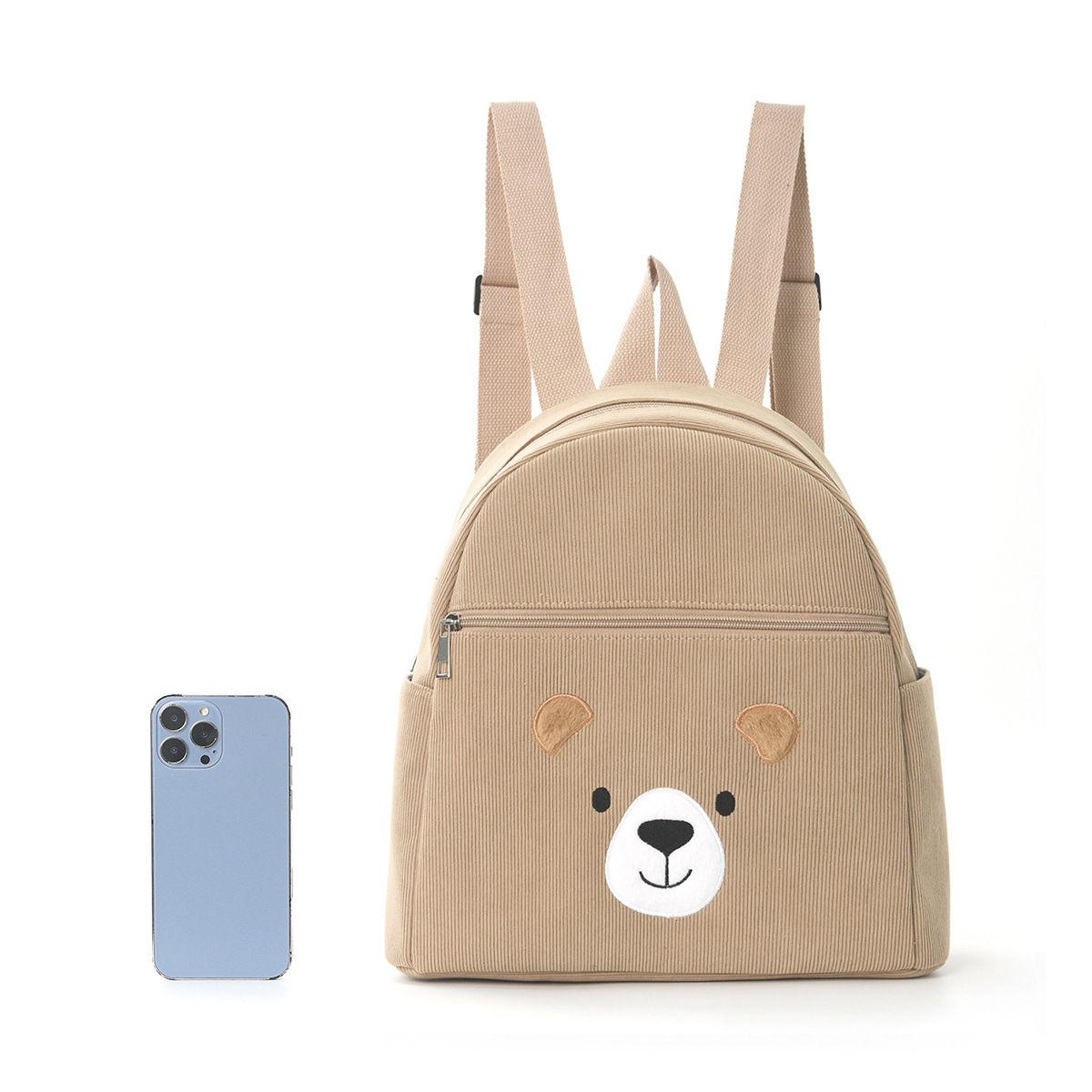 Feihong Cross-border Corduroy Backpack, student casual cartoon schoolbag, large capacity, fashionable and cute children's backpack Specification drawing