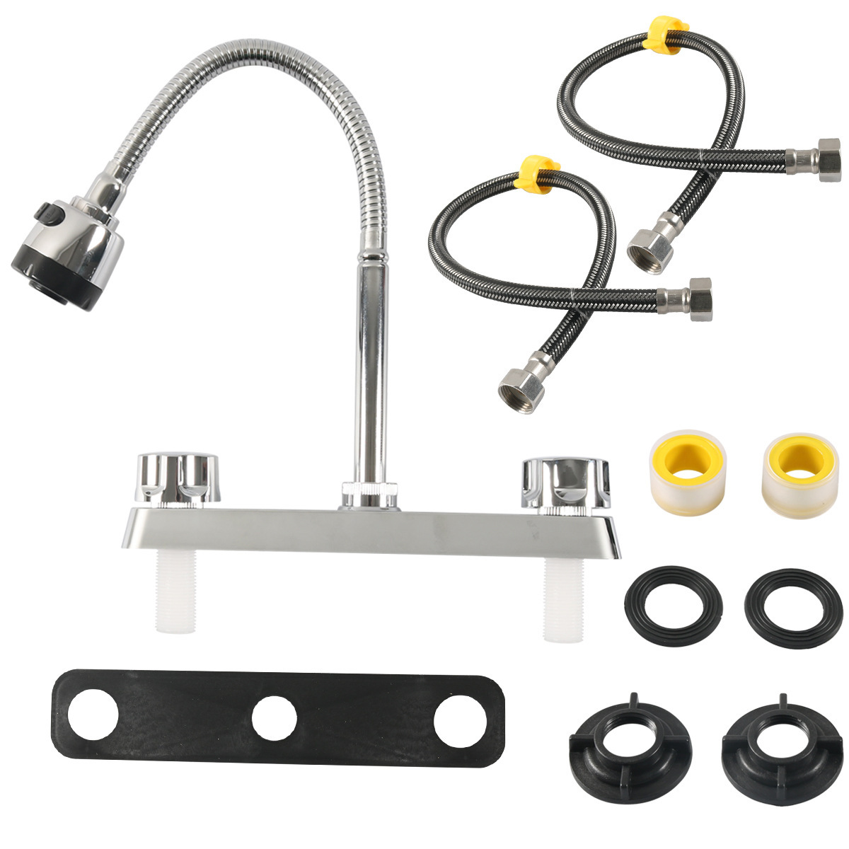 Cross-border South American 8-inch double-handle cold and hot plastic double-interface RV kitchen sink 360-degree rotating faucet export Application Scenario