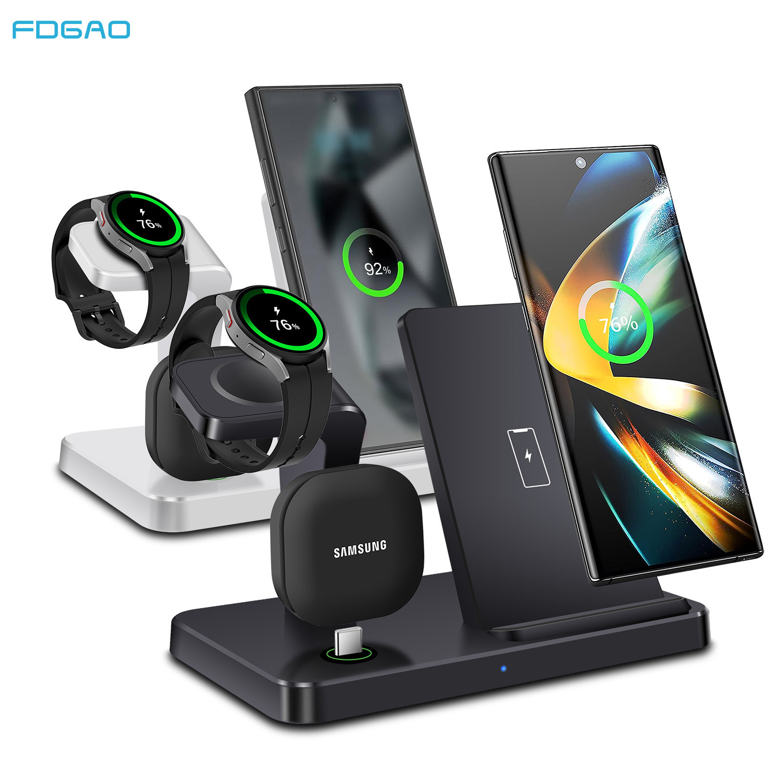 The FDGAO/ three-in-one wireless charger is suitable for Apple, Samsung, iphone phones, headphones and watches full figure