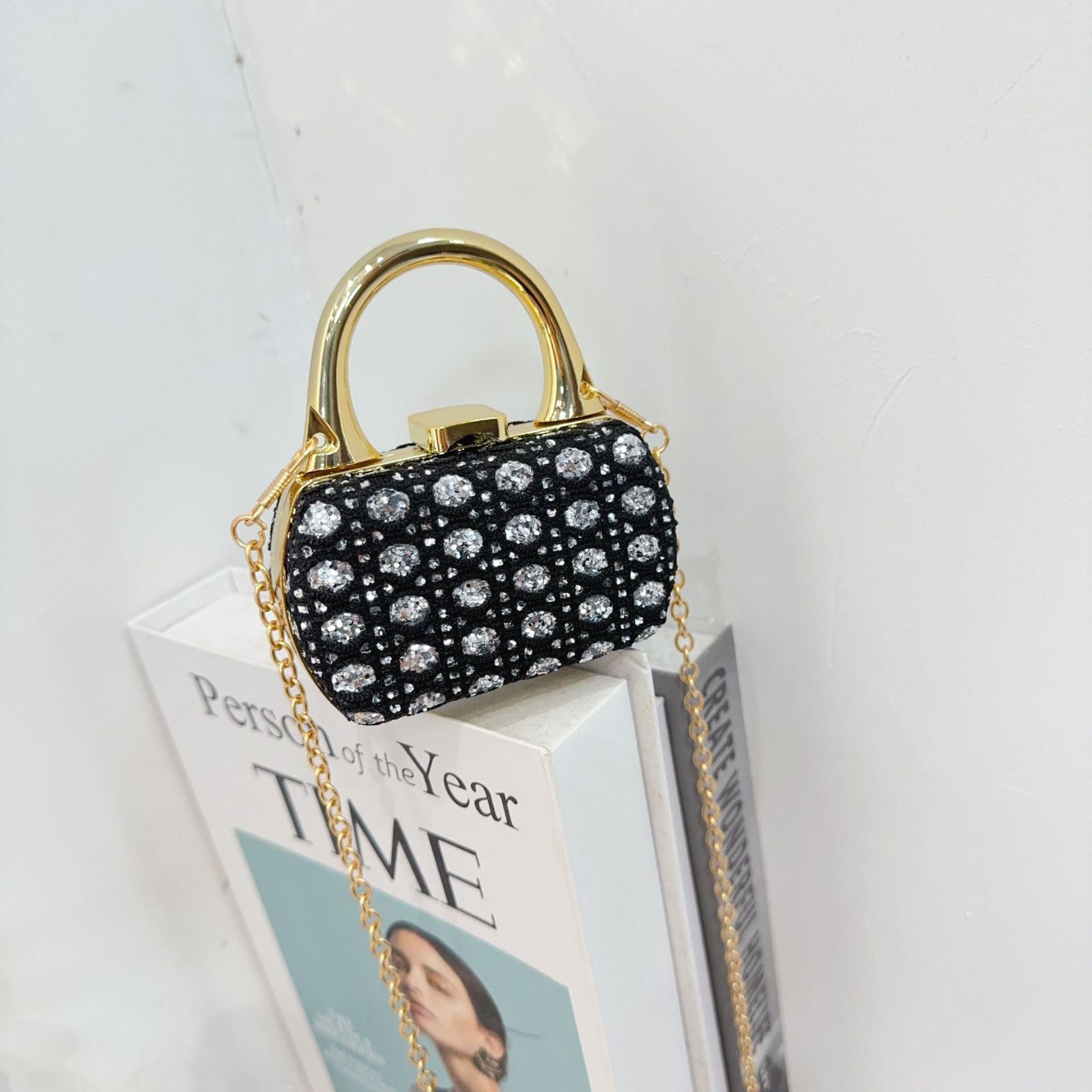 Cross-border bestsellers mini bags, new fashionable full-diamond ladies' single-shoulder bags, popular chain crossbody red envelopes Item Picture