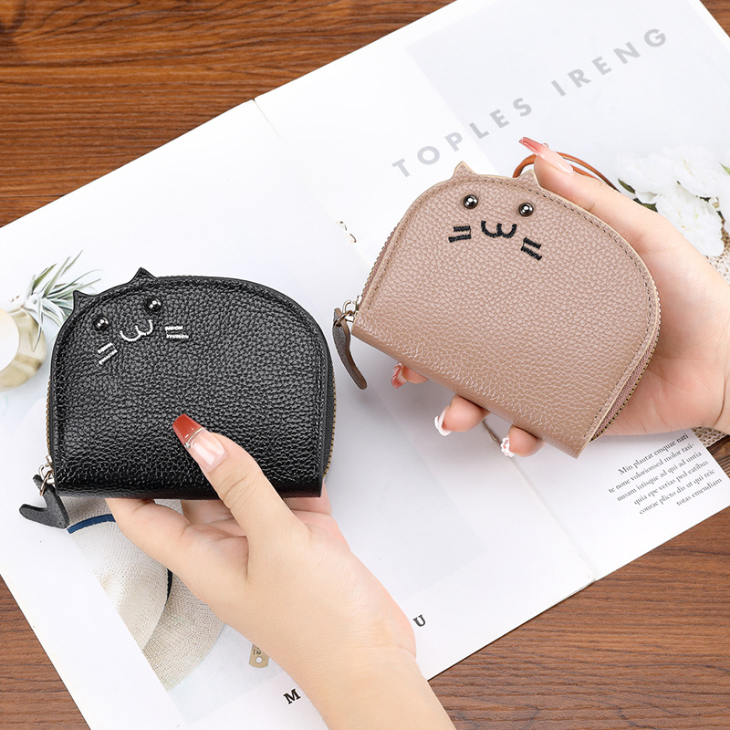 Cat Mini Card case for Girls 2024 New Customer, lychee pattern multi-slot, popular organ card case, high-end card case, coin purse morning details Picture