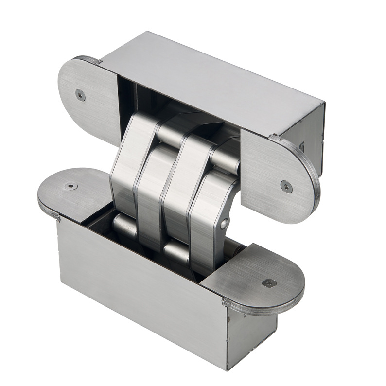 Stainless steel invisible door, heavy-duty concealed door, three-dimensional adjustable concealed hinge, cross hinge, folding wooden door hinge details Picture