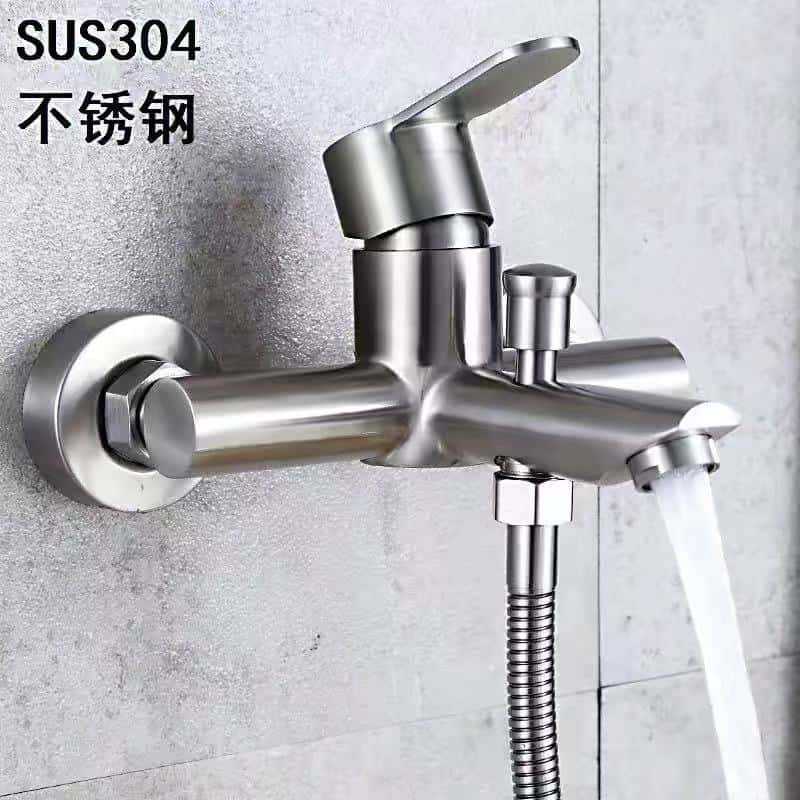 304 stainless steel pearl three-in-one shower faucet, rear-end brushed cold and hot mixed water three-in-one valve bathtub shower faucet full figure