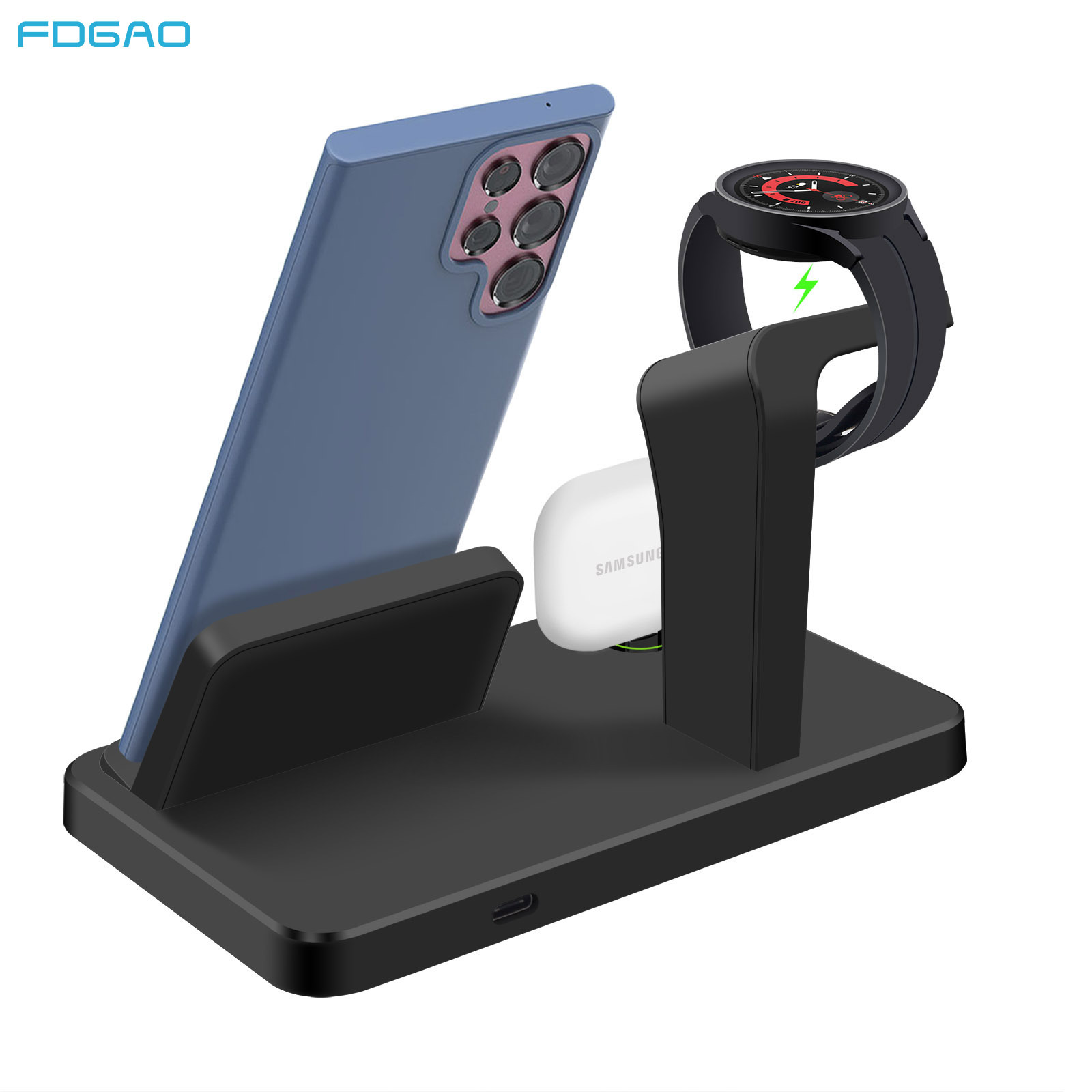 FDGAO/ The new vertical three-in-one charger for wireless direct charging of watches is suitable for Samsung s23ultra Application Scenario