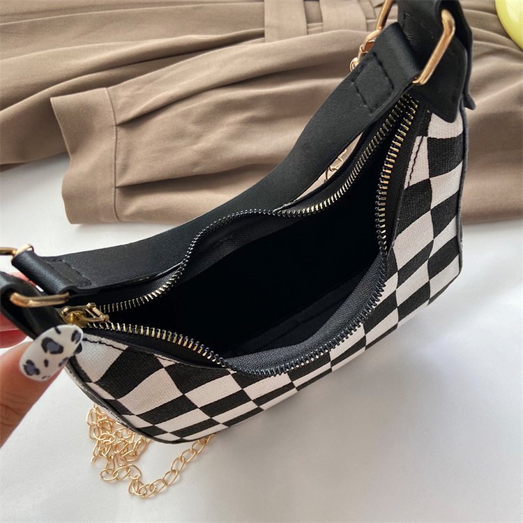 Autumn and winter checkered small bag 2021 new style, women's Instagram mini texture underarm bag, stylish crossbody bag for carrying Specification drawing