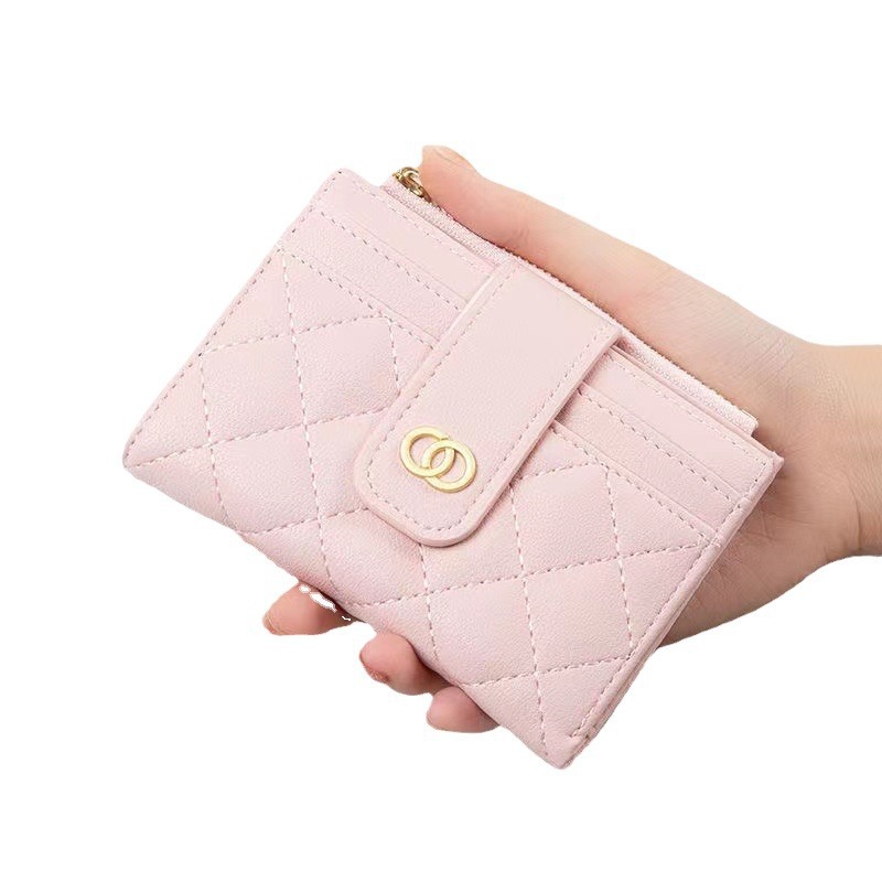 New Korean version buckle vertical design, a niche and trendy ladies' multi-slot coin purse with zipper card case batch Item Picture