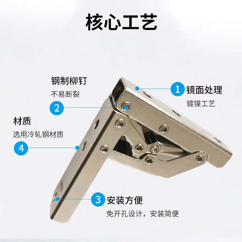 90-degree folding bracket long bar hinge, 180-degree non-opening right-angle folding hinge, buffer hinge details Picture