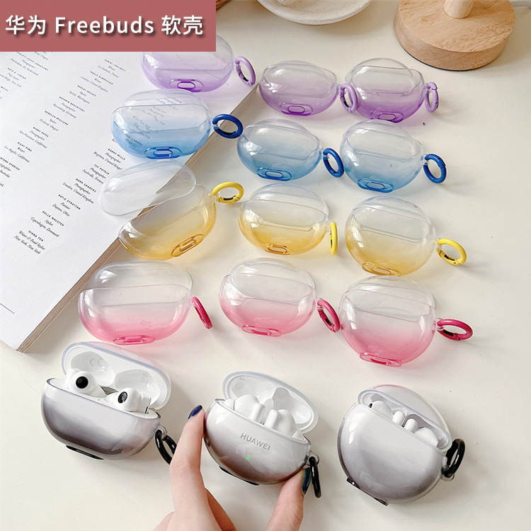 Compatible with Huawei Freebuds 6i/5i/4 earphone cases, transparent TPU protective cases, gradient pro4 Bluetooth soft cases full figure