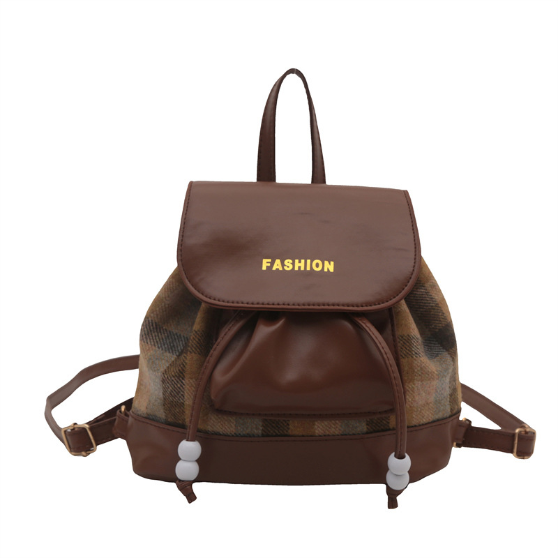The 2024 new stylish and versatile large-capacity backpack features a simple and casual Korean-style checkered color-blocking spliced Instagram crossbody bag Item Picture