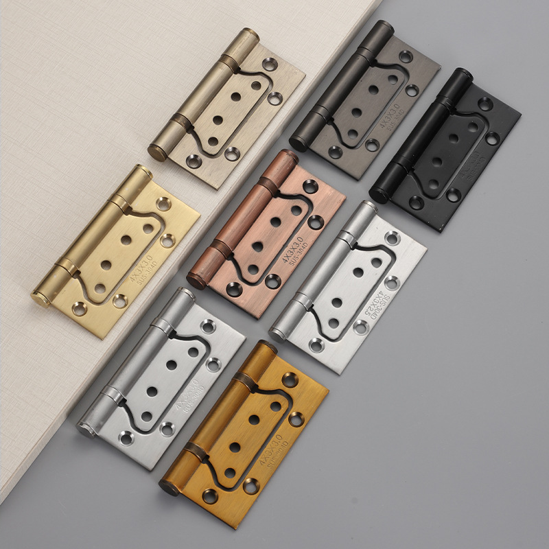 304 stainless steel mother and child hinges, 4-inch wooden door slot-free hinge bearings, silent thickened black door hinge live leaves details Picture