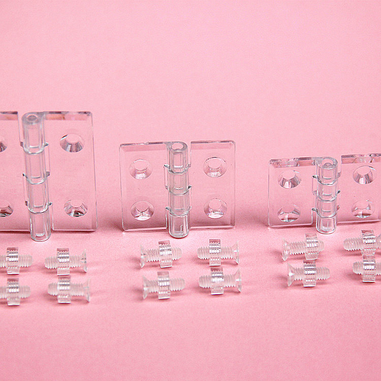 PC transparent acrylic hinges with holes and screws, flat heads, countersunk holes, crystal invisible hinges, folding and turning leaves Application Scenario