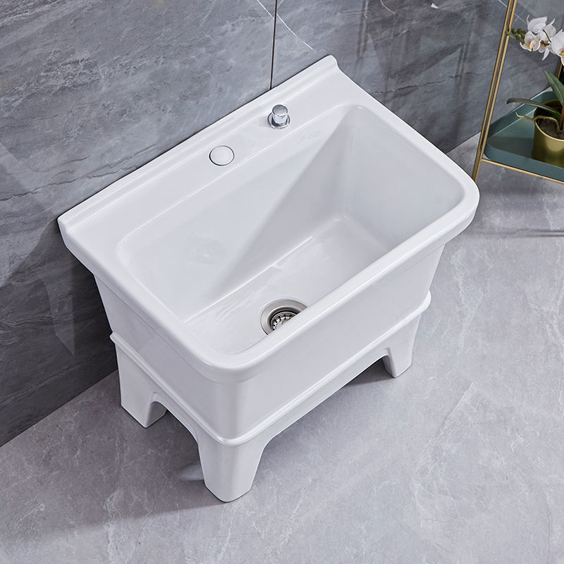 Ceramic small floor-standing mop sink, balcony large mop sink, mop sink, washbasin with legs and high feet, bathroom for home use details Picture
