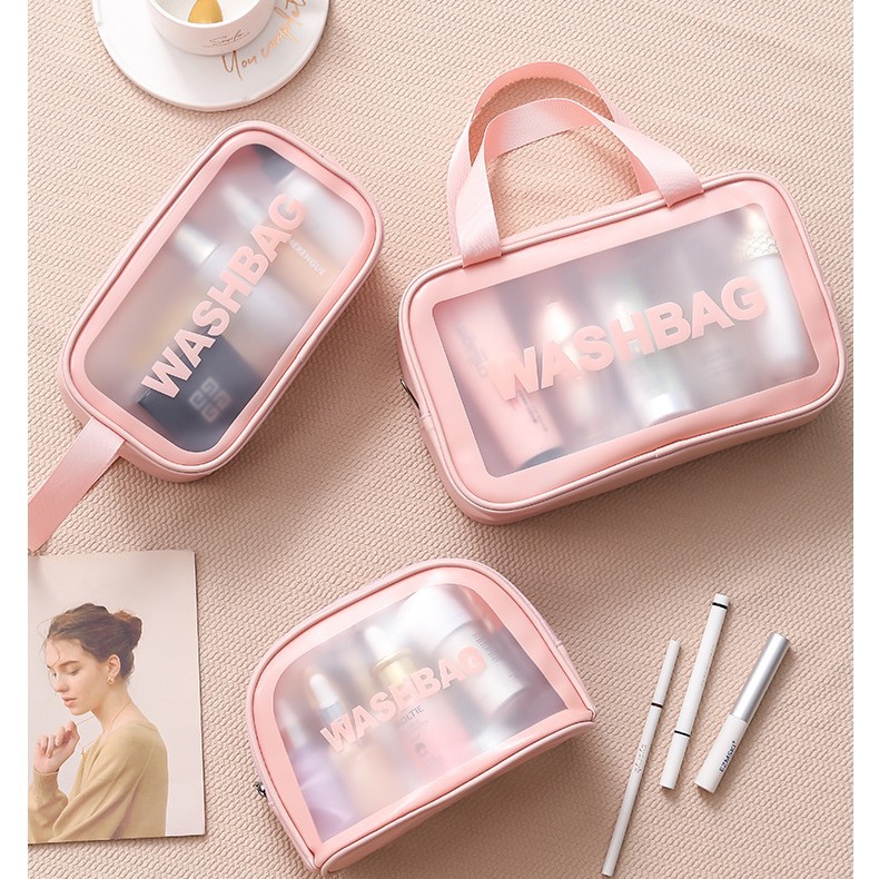 New transparent cosmetic bag, six-piece set, pvc toiletry bag, swimming bath bag, beach bag, and popular pu frosted bag Application Scenario