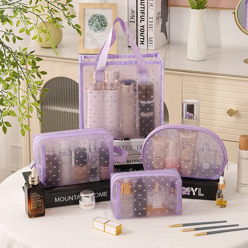 Runhui Mesh Makeup Bag Travel Multi-functional mesh Handbag Makeup Bag Large Capacity Essential travel bag full figure